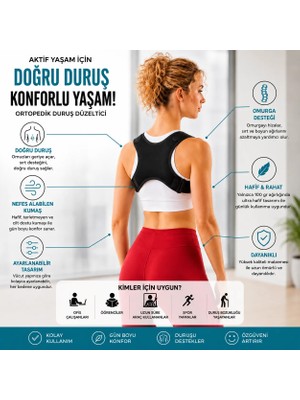 TUMKE Kamburluk Önleyici Omuz Sırt Dik Duruş Korsesi Ortopedik Duruş Düzeltici Kadın Erkek Kifoz Skolyoz