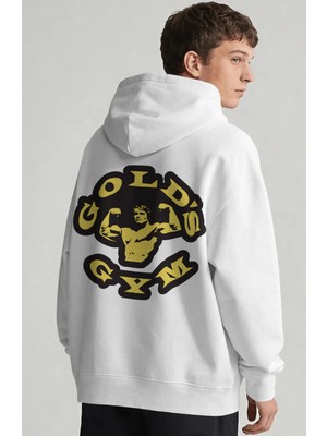Sevbano Arnold Golds Gym Fitness Gym Bodybuilding Sporcu Sırt Baskılı Unisex Oversize Penye Hoodie