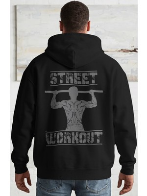 Sevbano Street Workout Fitness Gym Bodybuilding Sporcu Sırt Baskılı Unisex Oversize Penye Hoodie