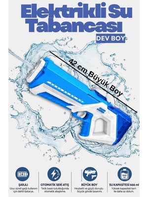 Brother Toys Büyük Boy Elektrikli Su TabancasıMavi - Beyaz Otomatik Atış ve Işıklı Özellik
