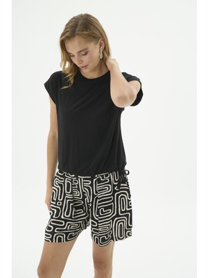 Gizzey Kadın Kısa Kol Şortlu Siyah Pijama Takım C5T4N512