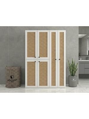 Kenz Life Kenzlife Çamaşır-Kurutma Makinesi Dolabı Yaromira Sol Mat Beyaz 180*120*64 Hazeran Kare Kapak Mdf Gövde