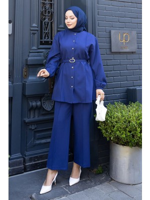 Missvalle Düğme Detaylı Kemerli Takım Indigo 19296