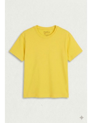Hafico Erkek / Kız Çocuk Düz Basic T-Shirt %100 Pamuklu Bisiklet Yaka