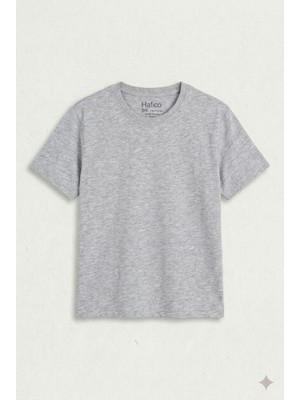 Hafico Erkek / Kız Çocuk Düz Basic T-Shirt %100 Pamuklu Bisiklet Yaka
