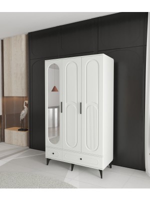 T&B Derin 3 Kapaklı Çekmeceli Gardırop - Tamamı Mdf