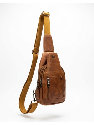 Deribond Hakiki Deri Erkek Çapraz Göğüs Çantası - Çok Bölmeli Body Bag Sling Bag