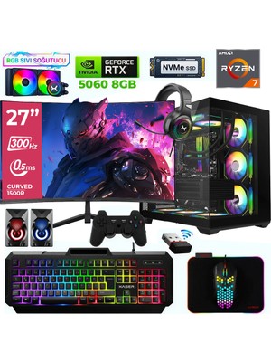 Xaser Sword X52 Ryzen 7 5700X 32GB Ram 1tb M.2 Nvme SSD 8gb RTX5060 Sıvı Soğutmalı 27" 300Hz Oyuncu Bilgisayarı