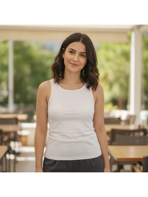 Bonbon Kadın Basic Kolsuz Içi Yarım Astarlı Tshirt BB2538