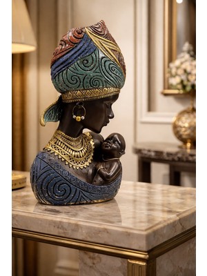 Elif Aksesuar Dekoratif Afrikalı Biblo Anne ve Çocuk 25X13CM