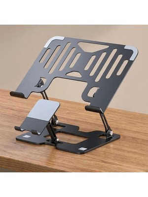 Buffer® 2 Si 1 Arada Laptop ve Telefon Standı - Alümetal Ayarlanabilir,katlanabilir,ergonomik Yükseltici