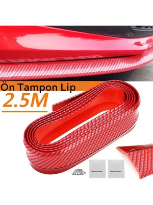 Buffer® Kırmızı Renkli 2,5 Metre Araba Oto Ön Tampon Koruyucu Kauçuk Pratik Tampon Şerit Bant Döşeme