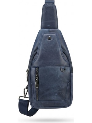 Deribond Hakiki Deri Erkek Çapraz Göğüs Çantası - Çok Bölmeli Body Bag Sling Bag