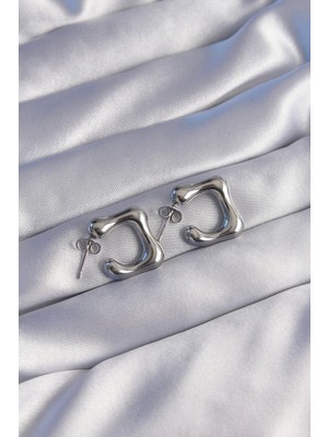 Mey Ithalat® 316L Çelik Gümüş Renk Minimal Bubble Küpe
