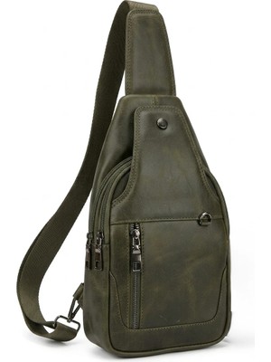 Deribond Hakiki Deri Erkek Çapraz Göğüs Çantası - Çok Bölmeli Body Bag Sling Bag