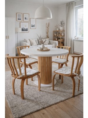 Weltwood 4 Kişilik Bohem Masa ve 4 Berlin Sandalye Seti | %100 Mdf | %100 Kayın Ağacından Lamine Materyal