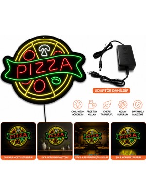 Kent Reklam Ajansı Pizza Neon LED Tabela Işıklı Restoran Tabelası 46X36 cm