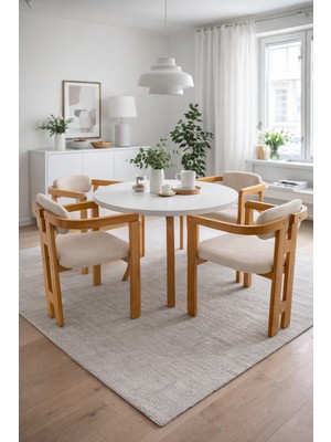 Weltwood 4 Kişilik Butterfly Masa ve 4 Iskandinav Sandalye | %100 Mdf | %100 Kayın Ağacından Malzeme