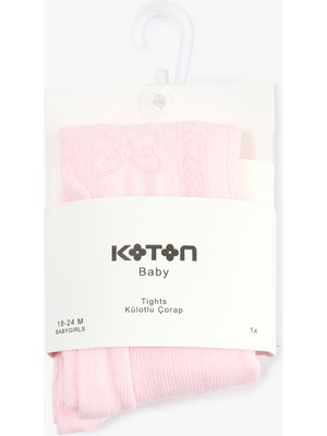 Koton Pamuklu Kelebekli Dokulu Külotlu Çorap