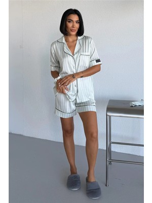 Coccolarsi Sogni Lineari Saten Kısa Pijama Takımı LDN08