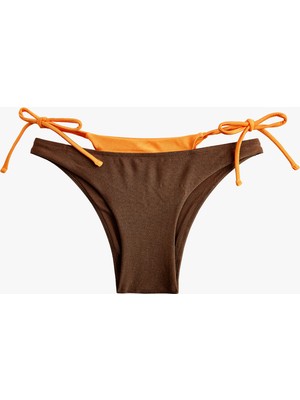 Koton Renk Kontrastlı Çift Bel Katmanlı Ipli Bikini Altı