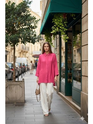 Nuss 3001 Oversize Basic Gömlek Red Plum