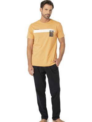 Pierre Cardin, Bisiklet Yaka, Baskılı, Yazlık Pijama Takım, %100 Pamuk