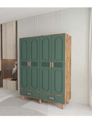 T&B Dova 4 Kapaklı Çekmeceli Gardırop - Tamamı Mdf