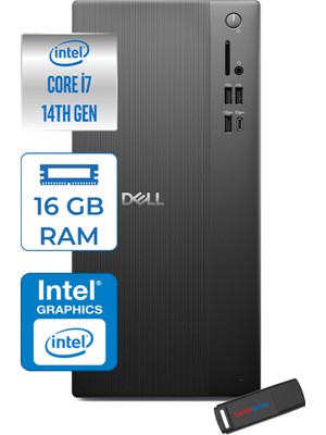 Dell Tower Essential QVT1260 Intel® Core™ İ7-14700 16GB Ddr5 256GB SSD Intel® UHD Graphics 770 WIN11PRO Mini Tower Masaüstü Bilgisayar BTO014007P01+ZETTAUSBBELLEK