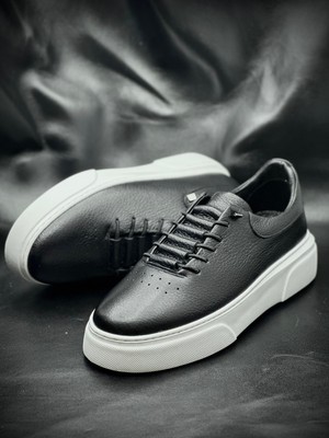 Derify Hakiki Deri Beyaz Erkek Casual Ayakkabı – Ortopedik, Ultra Rahat, Akıllı Bağcık, Günlük Sneaker