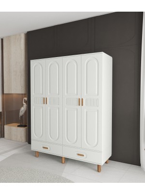 T&B Dova 4 Kapaklı Çekmeceli Gardırop - Tamamı Mdf