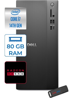 Dell Tower Essential QVT1260 Intel® Core™ İ7-14700 80GB Ddr5 256GB SSD 4GB/RX550 WIN11PRO Mini Tower Masaüstü Bilgisayar BTO01400727P26+ZETTAUSBBELLEK