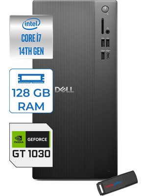 Dell Tower Essential QVT1260 Intel® Core™ İ7-14700 128GB Ddr5 512GB SSD 4GB/GT1030  Freedos Mini Tower Masaüstü Bilgisayar BTO01400721F37+ZETTAUSBBELLEK