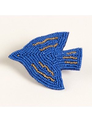 Zsa Zsa Zsu Dadrı Broş 6x7 Cm Mavi - Sarı