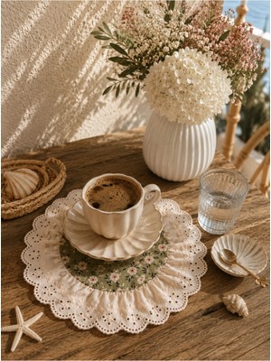 Nurgita Home Fisto Fırfırlı Yuvarlak Kahve Sunum Peçetesi & Bardak Altlığı & Kokteyl Peçete