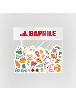 Baprile Renkli Yaz Tatili Temalı 73 Parça Mix Sticker Paketi Summer Suya Dayanıklı Laptop Termos Telefon Etiket Seti