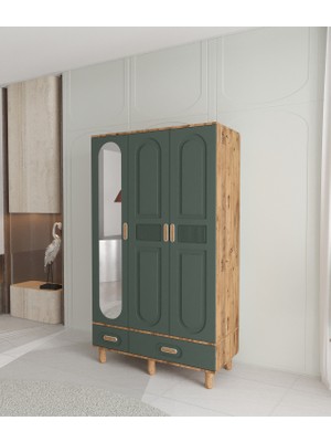 T&B Dova 3 Kapaklı Çekmeceli Gardırop - Tamamı Mdf