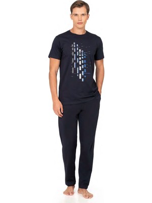 Pierre Cardin %100 Pamuk Penye Erkek Pijama Takım, Bisiklet Yakalı, Cep Detay