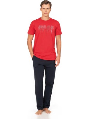 Pierre Cardin %100 Pamuk Penye Erkek Pijama Takım, Bisiklet Yakalı, Cep Detay