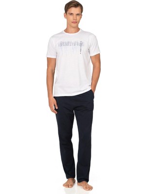 Pierre Cardin %100 Pamuk Penye Erkek Pijama Takım, Bisiklet Yakalı, Cep Detay