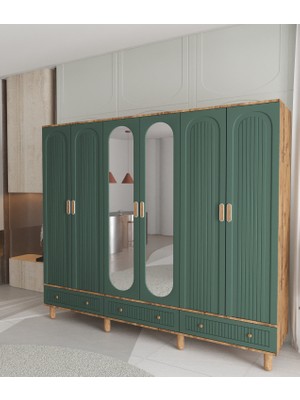 T&B Mila 6 Kapaklı Çekmeceli Gardırop - Tamamı Mdf