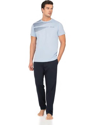 Pierre Cardin %100 Pamuk Penye Erkek Pijama Takım, Cep Detay