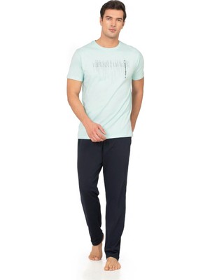 Pierre Cardin %100 Pamuk Penye Erkek Pijama Takım, Bisiklet Yakalı, Cep Detay
