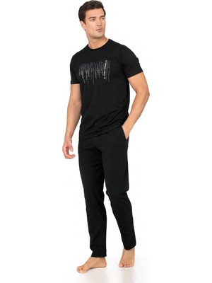 Pierre Cardin %100 Pamuk Penye Erkek Pijama Takım, Bisiklet Yakalı, Cep Detay