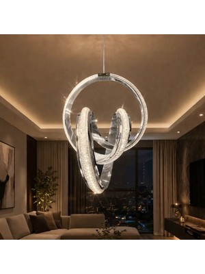 Reel Avize Izgili Profil Trend - Imza LED Avize Kristal Silikonlu - 3 Renk - Krom Kasa