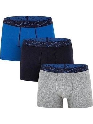 Pierre Cardin Erkek Lacivert Gri Mavi 3'lü Boxer, Kutulu Gönderilir