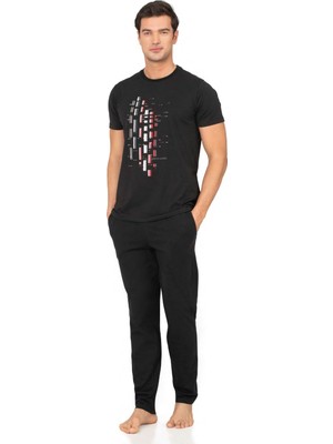 Pierre Cardin %100 Pamuk Penye Erkek Pijama Takım, Bisiklet Yakalı, Cep Detay