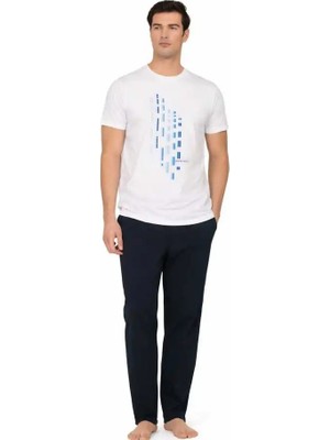 Pierre Cardin %100 Pamuk Penye Erkek Pijama Takım, Bisiklet Yakalı, Cep Detay