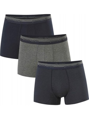 Pierre Cardin Erkek Lacivert Gri Çizgili 3'lü Boxer, Kutulu Gönderilir