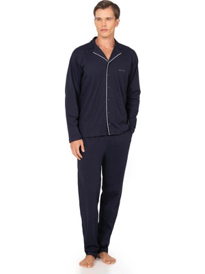 Pierre Cardin Kutulu Erkek %100 Pamuklu Düğmeli Uzun Kollu Çeyizlik Pijama Takımı
